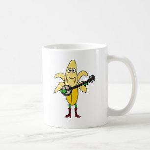 BR - Funny Banana die Banjo Cartoon speelt Koffiemok