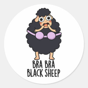 Bra-bra Zwarte Schaap Grappige Dieren Punt  Ronde Sticker