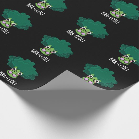 Bra-ccoli Funny Veggie Broccoli Bra Pun Dark BG Cadeaupapier (Hoek)