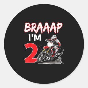 Braaap 2 jaar oude motocross dirt biker 2de ronde sticker