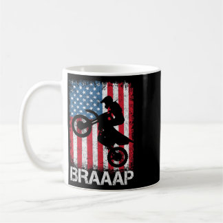 Braaap Vintage Usa Amerikaanse Vlag T-shirt Motocr Koffiemok