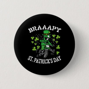 Braaapy St Patricks Day Motocross Dirt Bike Mannen Ronde Button 5,7 Cm
