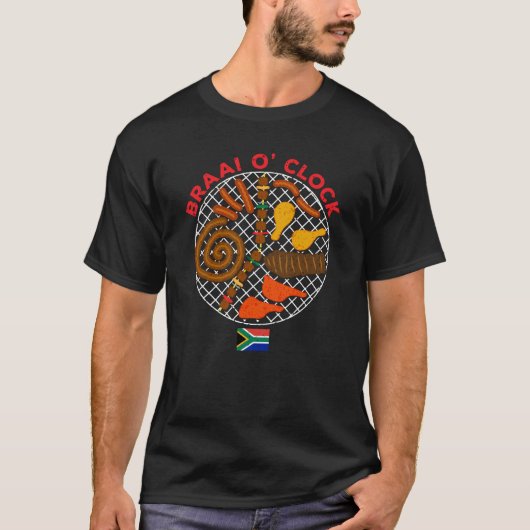 Braai O' Clock Time Funny South Africa Flag T-Shir T-shirt (Voorkant)