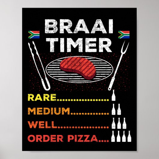 Braai Timer African BBQ Funny Poster (Voorkant)