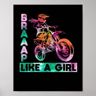 Braap als een meisje met een grappige motorfiets poster