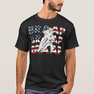 Braap Motocross Amerikaanse vlag 4e van JuLy Motoc T-shirt