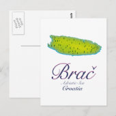 Brač Adriatic Zee, kaart Kroatië (Voorkant / Achterkant)