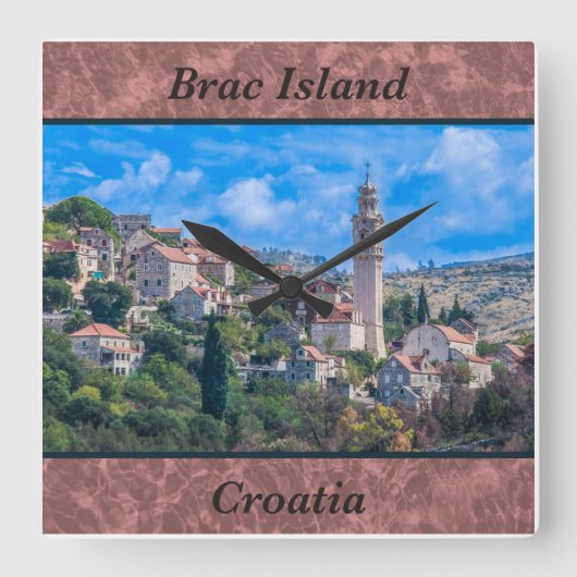 Brac Eiland Kroatië Wandklok Vierkante Klok (Voorkant)