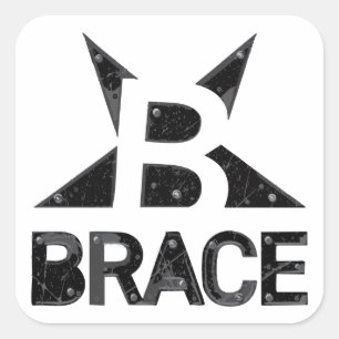 BRACE 'Classic' Logo, Zwarte tekst op wit Vierkante Sticker