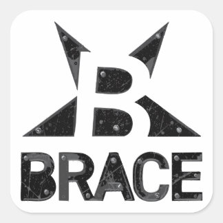 BRACE 'Classic' Logo, Zwarte tekst op wit Vierkante Sticker