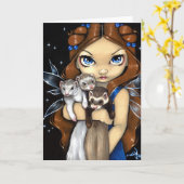 "Bracée carte de voeux de furets" (Fleur jaune)