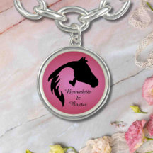 Cheval Rose Personnalisé et Nom du Propriétaire
