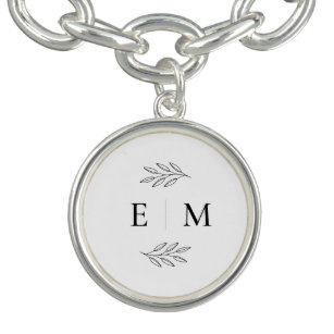 Bracelet Avec Breloques Mariage Élégant Chic Moderne Simple Chic Monogramm