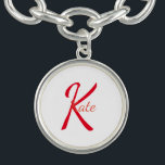 Bracelet Avec Breloques nom monogramme simple personnalisé bridesmaid<br><div class="desc">design</div>