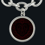 Bracelet Avec Breloques Rouge Noir Mariage Coeur gothique Belle Élégante<br><div class="desc">Notre magnifique design de coeur gothique rouge et noir élégant est parfait comme un design de mariage élégant foncé.</div>