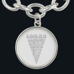 Bracelet Avec Breloques Une tranche de nombres de pi<br><div class="desc">Une tranche lunatique de pi indiquant une tranche de décor typographique de tarte. Une conception simple a inspiré par la formule de pi, une succession des nombres se dirigeant vers un grand cadeau humoristique pour le mathématicien, le geek, l'esprit curieux. Grand pour un étudiant, un professeur, un ingénieur ou n'importe...</div>