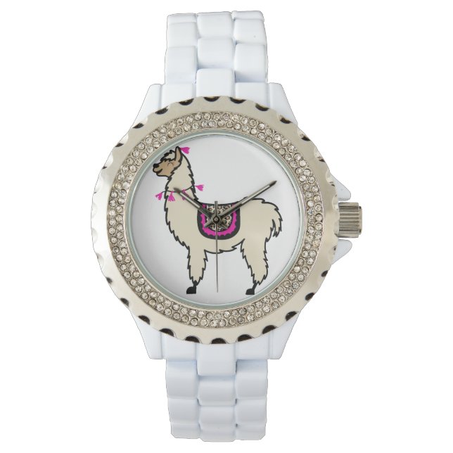 Bracelet blanc Llama montre (devant)