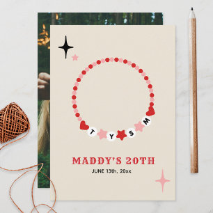 Bracelet d'amitié Merci rose rouge