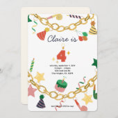 Bracelet de charme 4e anniversaire Invitation de f (Devant / Derrière)