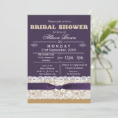 Bracelet, dentelle, violet rustique Invitations de (Debout devant)