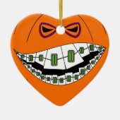Braces Pumpkin Halloween Evil Grin Geeky Nerdy Keramisch Ornament (Voorkant)