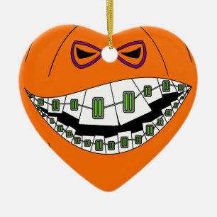 Braces Pumpkin Halloween Evil Grin Geeky Nerdy Keramisch Ornament