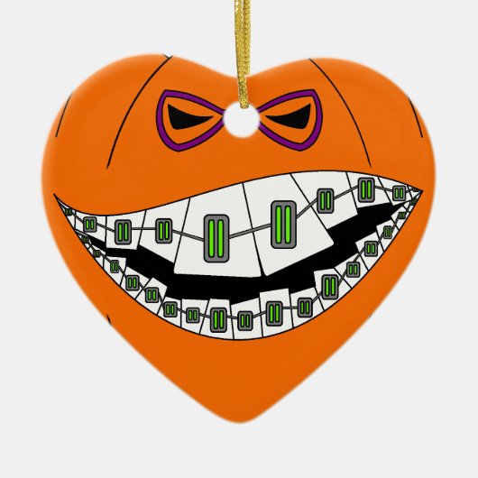 Braces Pumpkin Halloween Evil Grin Geeky Nerdy Keramisch Ornament (Voorkant)