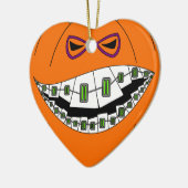 Braces Pumpkin Halloween Evil Grin Geeky Nerdy Keramisch Ornament (Links)