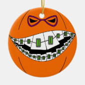 Braces Pumpkin Halloween Evil Grin Geeky Nerdy Keramisch Ornament (Voorkant)