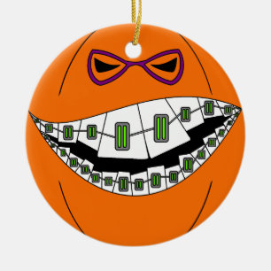 Braces Pumpkin Halloween Evil Grin Geeky Nerdy Keramisch Ornament