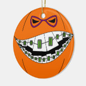 Braces Pumpkin Halloween Evil Grin Geeky Nerdy Keramisch Ornament (Links)