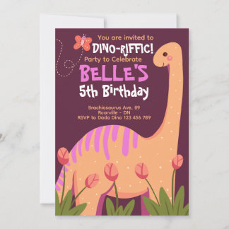 Brachiosaurus Dino Birthday Invitation Kaart