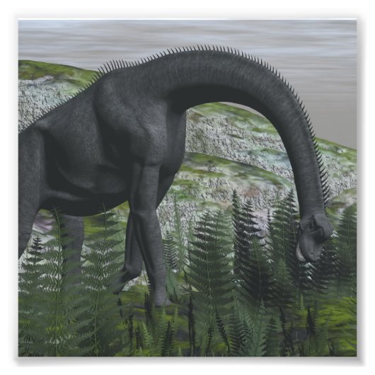Brachiosaurus dinosaur die fern-3D eet Foto Afdruk (Voorkant)