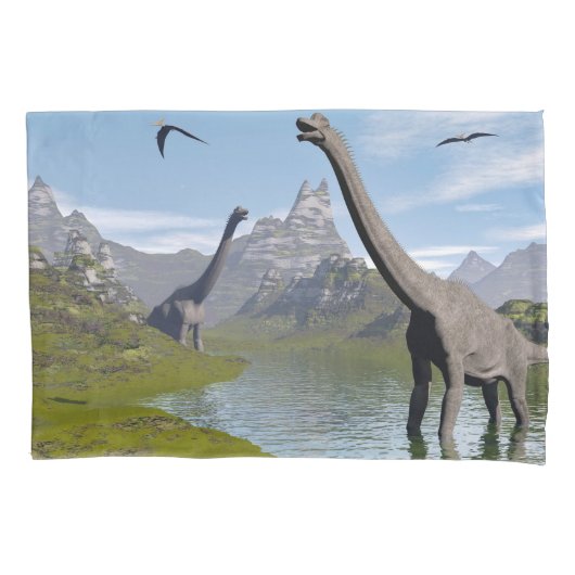 Brachiosaurus dinosaurus in water - 3D rendering Kussensloop (Voorkant)