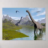 Brachiosaurus dinosaurus in water - 3D rendering Poster (Voorkant)