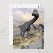 Brachiosaurus dinosaurus nabij water - 3D renderin Briefkaart (Voorkant / Achterkant)
