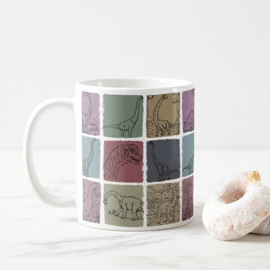 Brachiosaurus rétro Dinosaur Mug Vintage Dino Mug (Avec donut)
