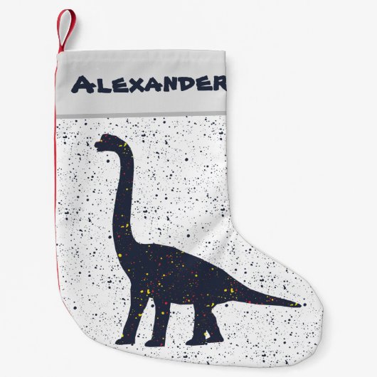 Brachiosaurus Splatter Paint kerststop Kleine Kerstsok (Voorkant)