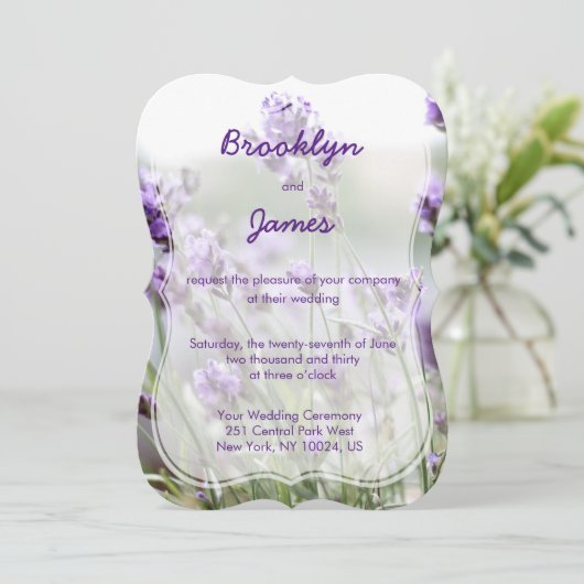 Bracket Lavender Bohemian Wedding Invitations (Debout devant)