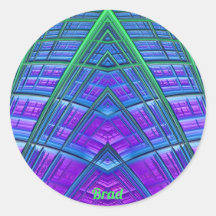 BRAD ~ Cool! Groen Paars Blauw Geometrisch ~