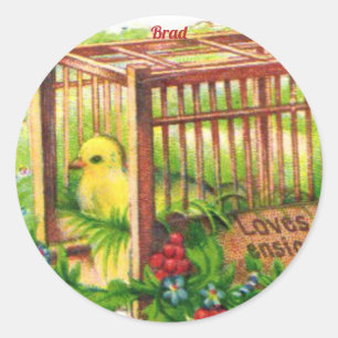 BRAD ~ EASTER CHICK ~ Sweet Cute Art Ronde Sticker