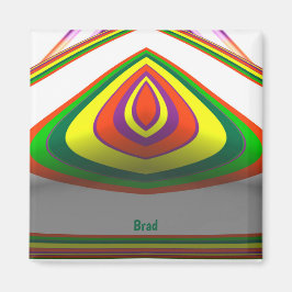 BRAD ~ SQUARE EYE 3D Fractal Design Green Yellow ~ Magneet