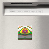 BRAD ~ SQUARE EYE 3D Fractal Design Green Yellow ~ Magneet (Insitu (Vaatwasser))