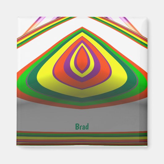 BRAD ~ SQUARE EYE 3D Fractal Design Green Yellow ~ Magneet (Voorkant)