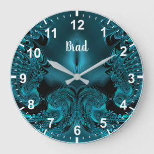 BRAD ~ WOW! Fractal Pattern Green en Black ~ Grote Klok