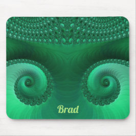 BRAD ~ Zany Shades of Green Fractal Pattern Muismat