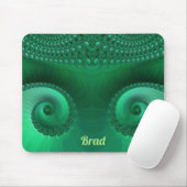 BRAD ~ Zany Shades of Green Fractal Pattern Muismat (Met muis)