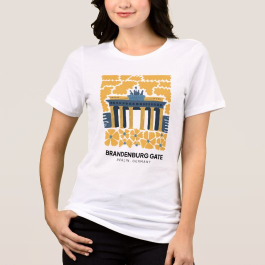 Bradenburg Gate Berlin abstracte reizen bloemsierk Tri-Blend Shirt (Voorkant)
