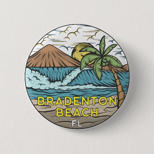Bradenton Beach Florida  Art Ronde Button 5,7 Cm (Voorkant)