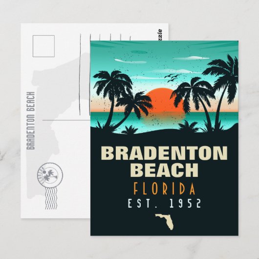 Bradenton Beach Florida Retro Sunset Souvenirs Briefkaart (Voorkant / Achterkant)